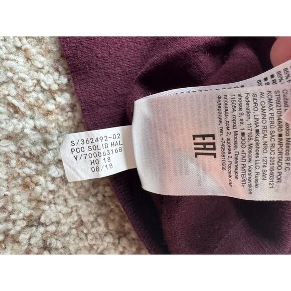 Banana Republic Cotton Cashmere Blend 1/4 Zip Sweater; SO SOFT!! Size M; Maroon - Picture 7 of 10